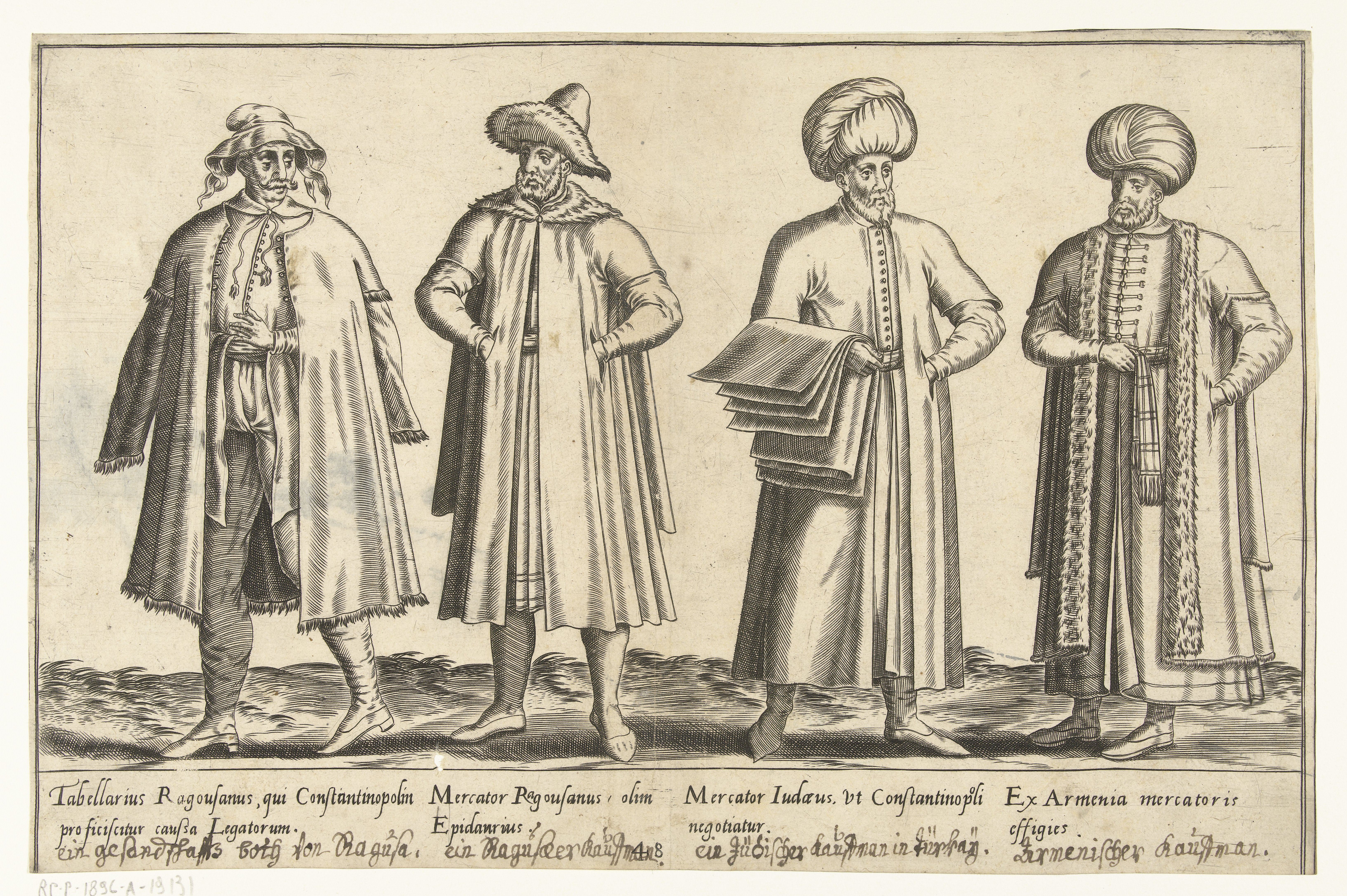 Clothing of merchants in Constantinople around 1580, Abraham de Bruyn, 1581