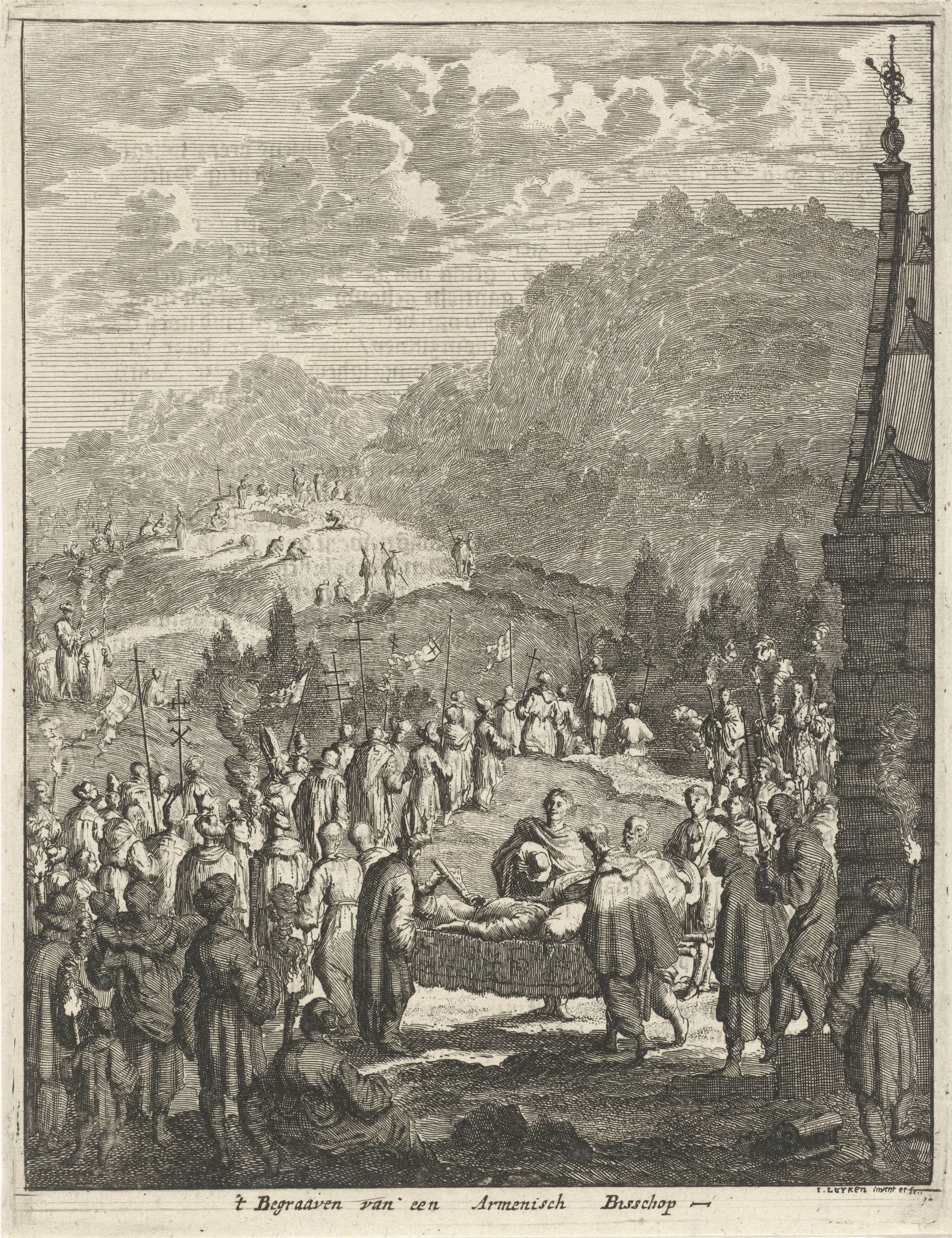 Funeral of an Armenian bishop, Jan Luyken, 1681