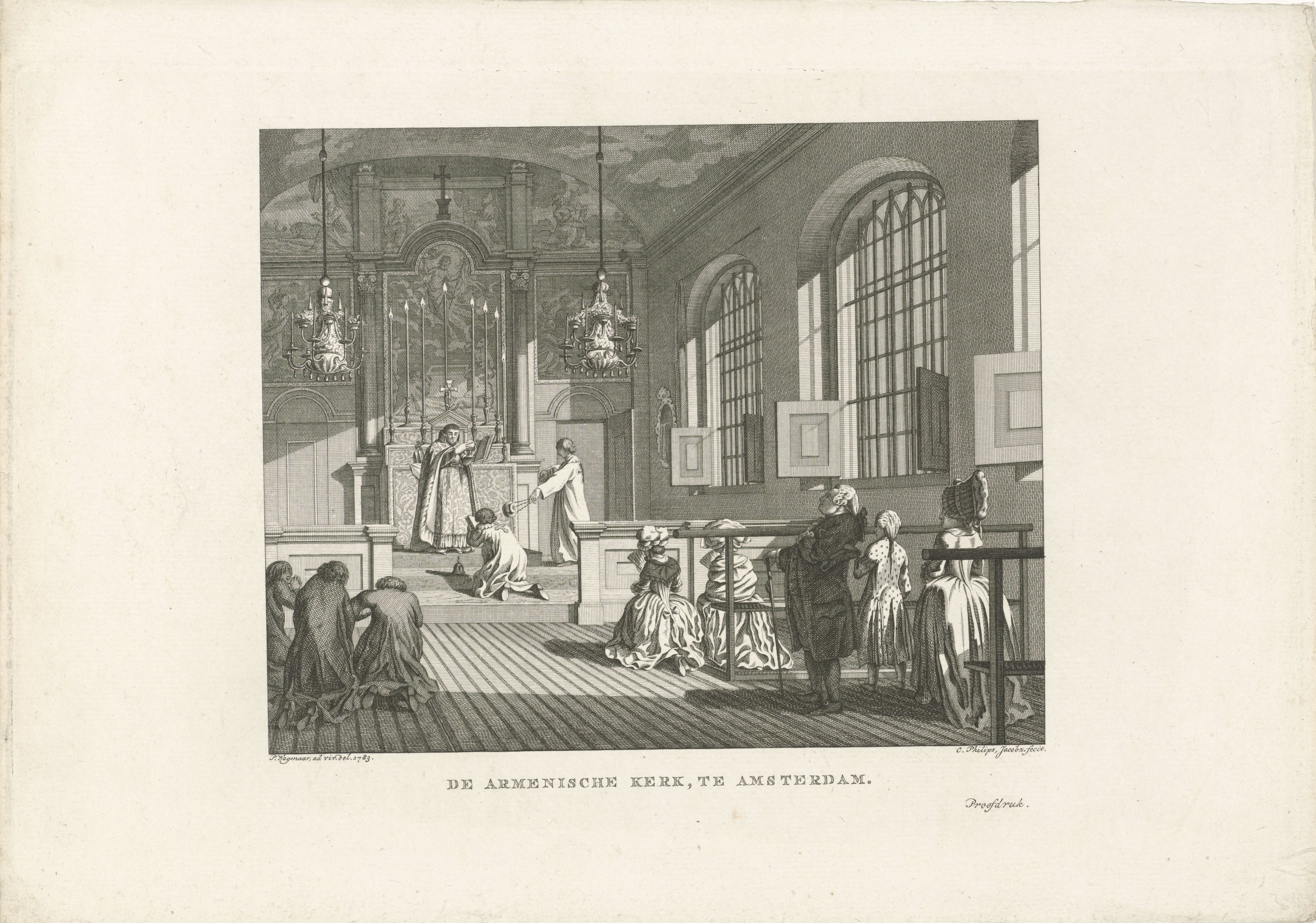 Interior of the Armenian church in Amsterdam, Caspar Jacobs Philips, Pieter Wagenaar (II), 1783
